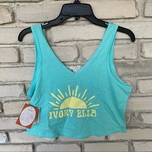 Ivory Ella summer crop top showing half sun on back